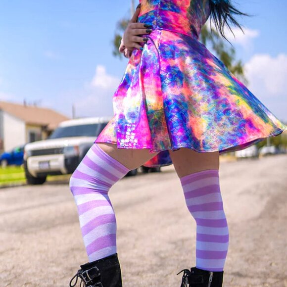 Rainbow mermaid skater dress - New/never worn. Rave, bubble goth & festival wear - Picture 6 of 10